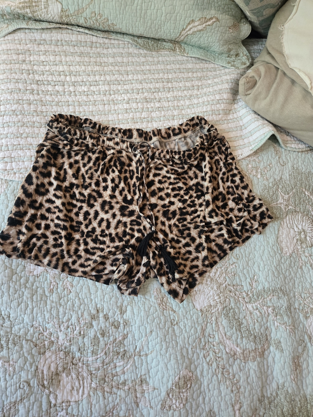 Soma Cool Nights Leopard Print Lounge Shorts - Black & Tan L